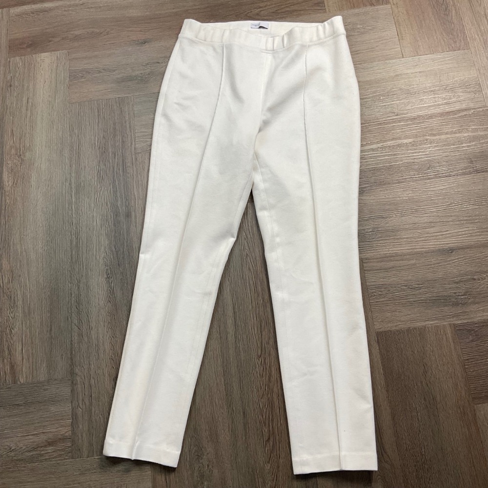Rosetta Getty Cropped Pintuck Slim Leg Pull On Pants Womens Large White Cream